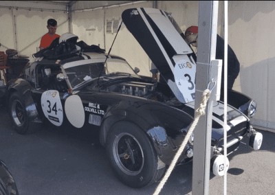 Replica car undergoing engine checks